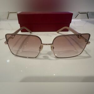 New SALVATORE FERRAGAMO square rimless tan Sunglasses